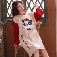 睡裙女夏纯棉长袖长款宽松大码200斤孕妇春秋睡衣清新学生连衣裙