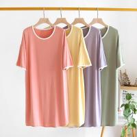 莫代尔睡裙女士睡衣裙夏季夏天薄款中短袖家居服连衣裙子居家宽松