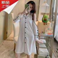 性感睡衣女秋学生ins宽松韩版露肩长袖睡裙春秋季居家服