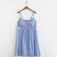 V领性感带胸垫莫代尔睡裙吊带裙蕾丝薄款宽松加大码居家服夏季女