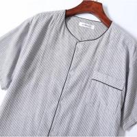 无印日系良品夏季男士圆领睡衣套装短袖七分裤居家服全棉双层纱布
