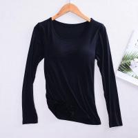 单件宽松款居家服运动有胸垫带胸垫上衣睡衣一体式外出胸罩长袖衫