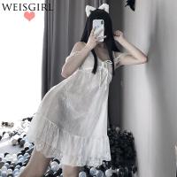 手感柔软weisgirl甜美透明蕾丝吊带睡裙日系睡衣套装居家服薄款