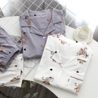 日系GP同款秋款睡衣女针织纯棉长袖长裤家居服卡通款居家休闲宽松