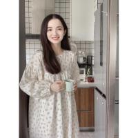 店主自留!禾昊双层纱柔软亲肤全棉睡裙家居服纯棉长袖连衣裙居家