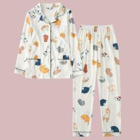 睡衣女春秋纯棉日系ins猫长袖套装全棉夏季居家服秋冬日式家居服