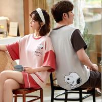 情侣睡衣夏季短袖短裤纯棉套头薄款男女生居家休闲卡通家居服套装