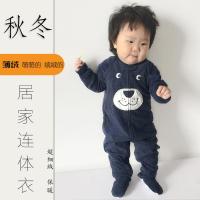 春秋儿童连体摇粒绒包脚连体衣男女童睡衣宝宝爬服加大哈衣居家服