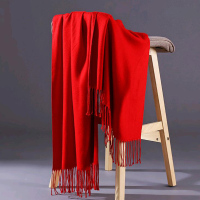 围巾女秋冬季韩版百搭加宽长款披肩纯色大红色年会中国红定制logo