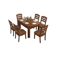 国云家居实木餐桌椅组合方圆两用伸缩折叠GY352