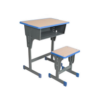 国云家居学生课桌椅辅导班培训班书桌学习桌椅写字桌可升降单人双柱封边课桌椅GY466