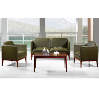 国云家居接待沙发真皮现代小型商务洽谈沙发实木脚（1+1+3）GY503