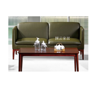 国云家居接待沙发真皮现代小型商务洽谈沙发实木脚三人位GY504