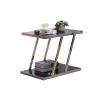 国云家居双层小茶几不锈钢玻璃简易茶几现代简约办公电话几沙发边几角几GY512