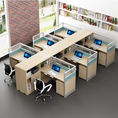 国云家居六人位含书柜职员桌隔断办公桌卡座gy603