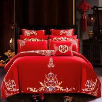 2019懒人被子多功能新婚庆四件套大红色全棉刺绣结婚房被套喜被子六八十件套纯棉床品网红抖音同款