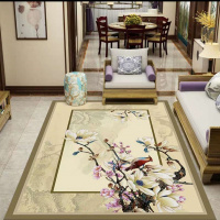 新中式客厅地毯卧室地毯沙发茶几地毯床边地毯茶室禅意地垫可定制抖音同款