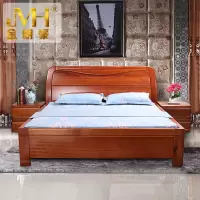 金明豪现代中式实木床1.8米双人床婚床中式经济型家用床架排骨结实大床海棠木实木大床