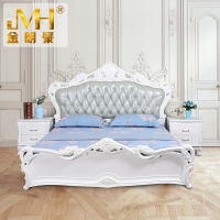 金明豪欧式床双人床现代主卧公主床1.8米高箱实木婚床雕花奢华家具 海棠木实木欧美式实木大床