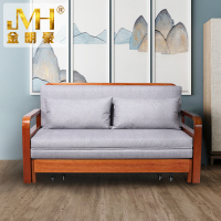 金明豪 可折叠实木沙发床两用双人多功能客厅小户型1.8网红款伸缩床海棠木实木沙发床新中式沙发床 伸缩式沙发床