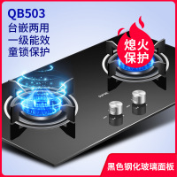 QB503燃气灶煤气灶双灶家用嵌入式天然气炉灶台 黑色 天然气