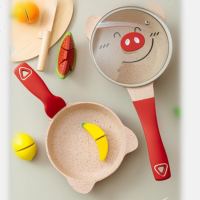 宝宝辅食锅婴儿奶锅儿童小锅炖锅多功能麦饭石不粘锅 小猪 红 16cm