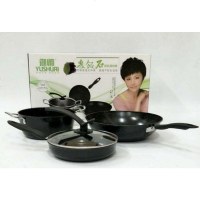 家用韩式麦饭石锅四件套套装 无烟不粘炒锅礼品赠品