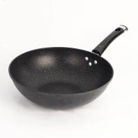 麦饭石炒锅韩式不粘锅无油烟电磁炉燃气通用多功能炒菜平底锅 30cm单锅无盖