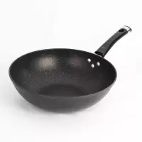 麦饭石炒锅韩式不粘锅无油烟电磁炉燃气通用多功能炒菜平底锅 30cm单锅无盖