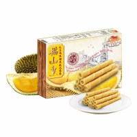 进口网红儿童零食办公零食马来西亚进口酥脆猫山皇榴莲味蛋卷心酥饼榴莲味芯机卷香酥饼干晚上解饿零食礼盒1盒*120g