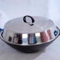 传统老式生铁锅铸铁炒锅炖锅地锅加厚无涂层不粘锅圆底尖底大铁锅 42CM加厚生铁锅+盖