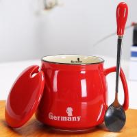 早餐杯陶瓷杯带盖勺马克杯子创意牛奶杯情侣简约水杯办公室咖啡杯