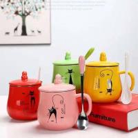杯子陶瓷杯水杯盖带勺办公室马克杯牛奶情侣女学生咖啡杯生日