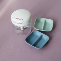 网红迷你调料搅碎神器辣椒搅碎器打佐料捣蒜泥粉碎机多功能切菜器 白色(迷你型)+蓝绿调料盘各一个