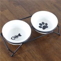 超级新品 宠物餐桌 卡通陶瓷碗双碗 碗和铁丝碗架可分离 猫碗狗碗食碗盆