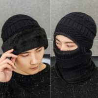 2019男士帽子冬季围脖一体帽护耳加绒厚保暖帽冬天包头骑车毛线套帽潮