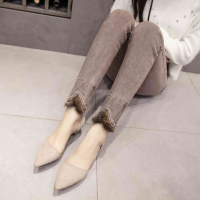 2019水貂毛牛仔裤女高腰弹力2019新款打底外穿小脚秋冬加绒加厚裤子女