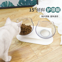 猫碗透明双碗猫粮碗水碗猫食盆猫碗架狗碗狗盆斜口护脊椎