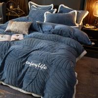 珊瑚绒床上四件套加厚加绒被套法兰绒床单冬季单人学生宿舍三件套