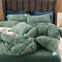 加厚珊瑚绒四件套网红款冬季宝宝绒毛球加绒牛奶法兰绒被套三件套