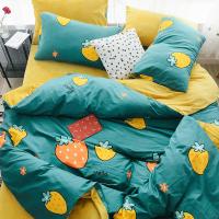 小清新棉加绒四件套单面绒被套水晶绒床单秋冬保暖学生床上三件套