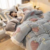 冬季加厚法兰绒四件套珊瑚绒双面毛绒床单被套三件套床上用品加绒