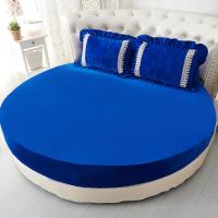 水晶绒圆床床笠加厚夹棉单件圆形床单四件套珊瑚绒床罩床垫防滑套