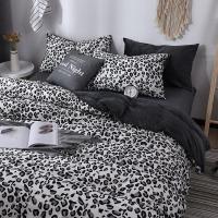 珊瑚绒床上四件套棉豹纹冬季加厚保暖法兰绒加绒被套床单三件套