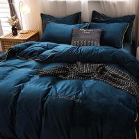 宝宝珊瑚绒四件套法兰绒冬季双面牛奶加绒水晶短绒被套床单三件套