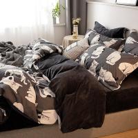 秋冬棉加绒四件套全棉床上床单被套网红豹纹水晶绒1.8床笠三4件套