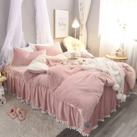 ins公主风兔兔绒四件套冬季加厚珊瑚绒法莱绒加绒床单被套床裙款