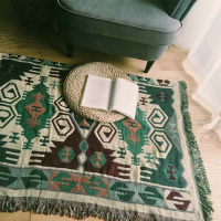 [极有家]北欧古着美式欧式个性复古几何客厅地毯块毯图案客栈