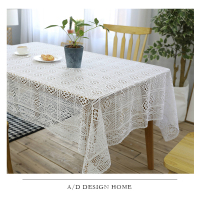 北欧白色镂空绣花美式乡村复古针织钩针桌布镂空茶几餐桌