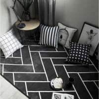 北欧黑白条纹简约现代地毯卧室厅浴室客厅入户防滑地垫脚垫垫